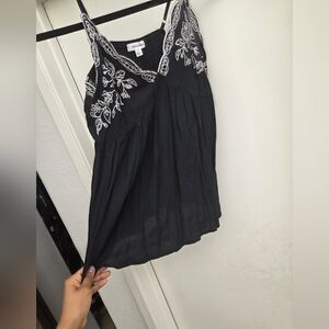 Eyeshadow Black Embroidered Camisole Tank